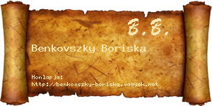 Benkovszky Boriska névjegykártya